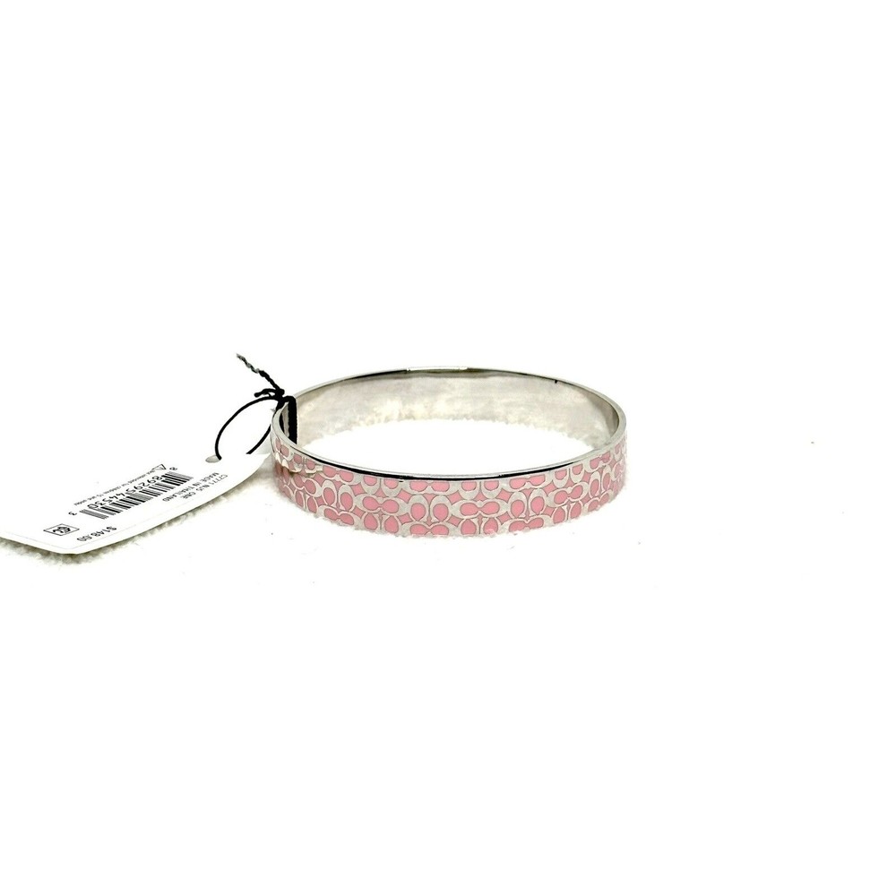 Coach Silver Pink Signature Logo Bangle item 197